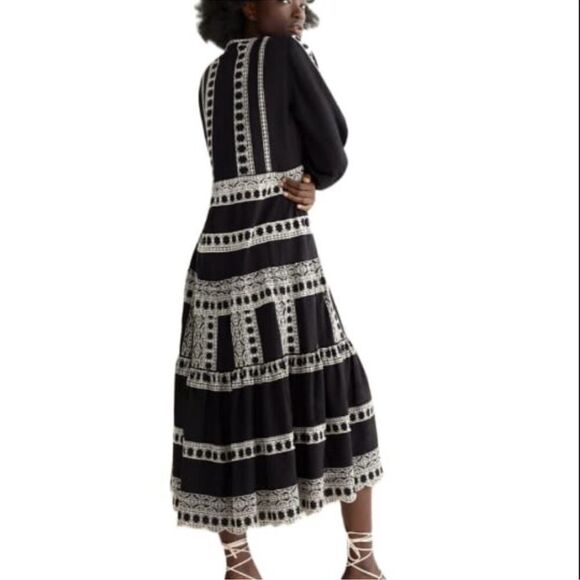 Zara black embroidered midi dress - Picture 7 of 9
